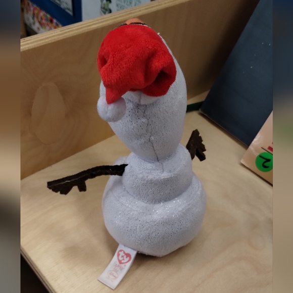 ✓TY Beanie Baby - OLAF the Snowman Sparkle With SANTA HAT (Frozen Movie) 7in - Picture 10 of 14
